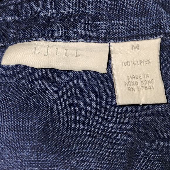 J.Jill Women's Denim Linen Long Sleeve Button Down Shacket Medium - Picture 2 of 5